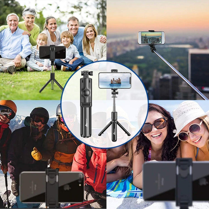 2 in 1 Selfie Stick Tripod with Front Camera Light & Bluetooth Remote