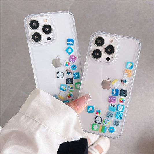 Liquid Floating Icons Case Compatible for iPhone Models