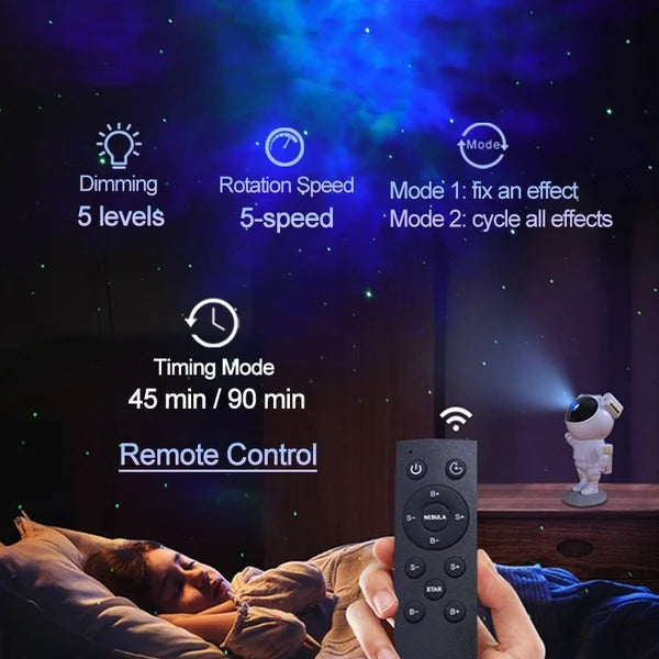 Astronaut Star Galaxy Projector Light - With Timer and Remote